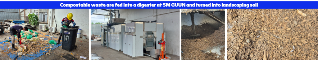 Compostable waste are fed into a digester at SM GUUN and turned into landscaping soil